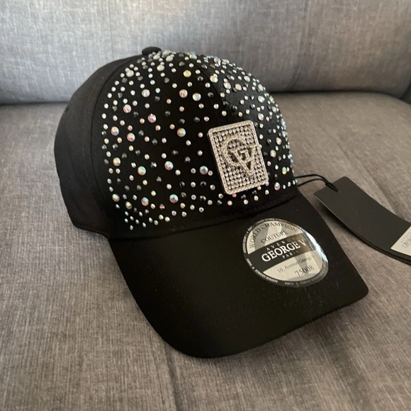 Black and Blue Men’s trucker cap Avenue George V Paris rhinestone cap hat - Picture 8 of 10